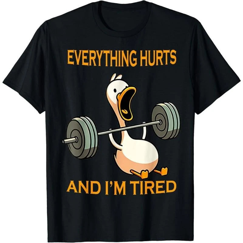 Fitness Duck Graphic Print Cotton T-shirt Unisex Men Women Summer Short Sleeve Fashion Brand Tee Luxury Casual Streetwear Tops