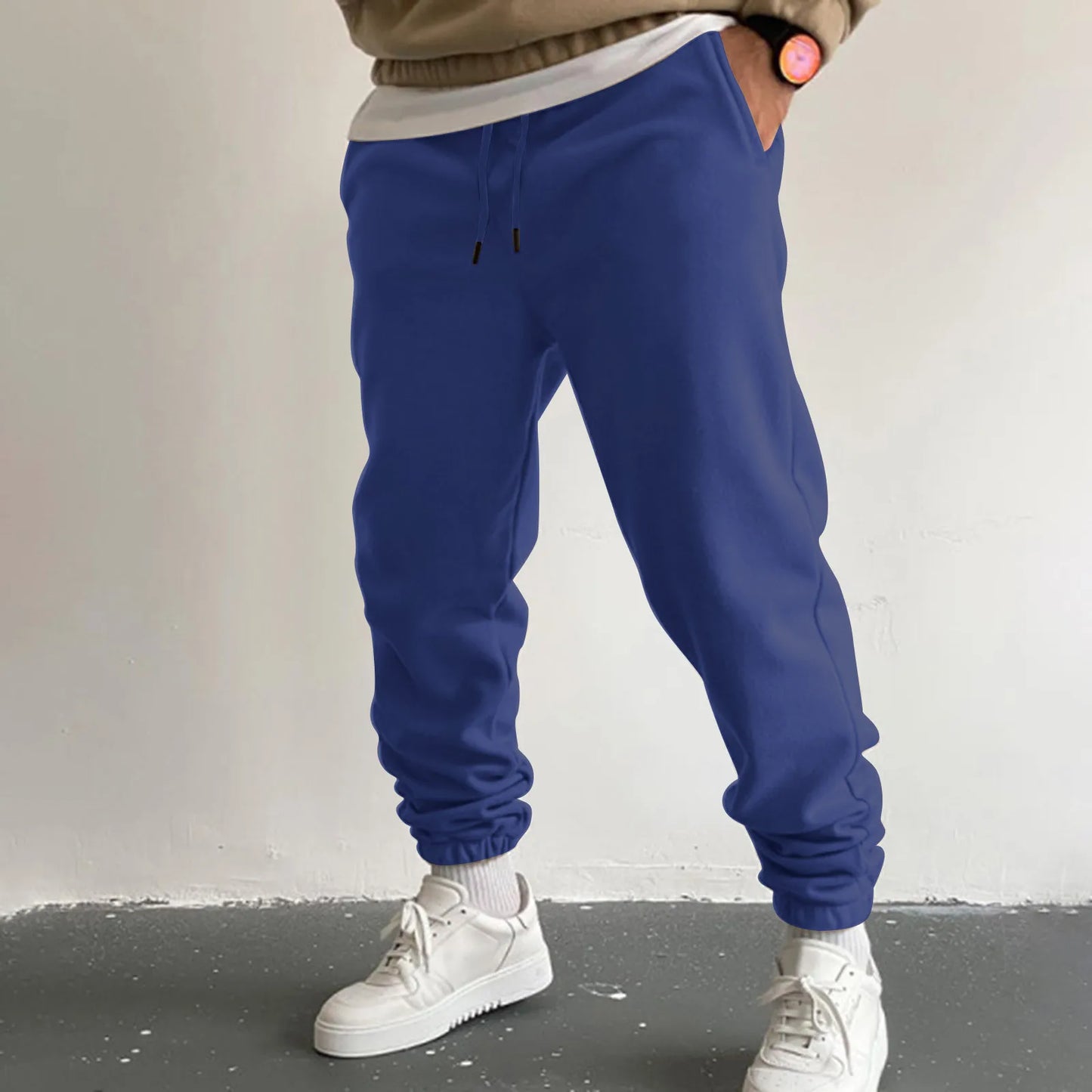 Outdoor Jogger Fitness Running Sweatpants For Men's Black High Waist Drawstring Sport Casual Pants With Pockets Baggy Trousers