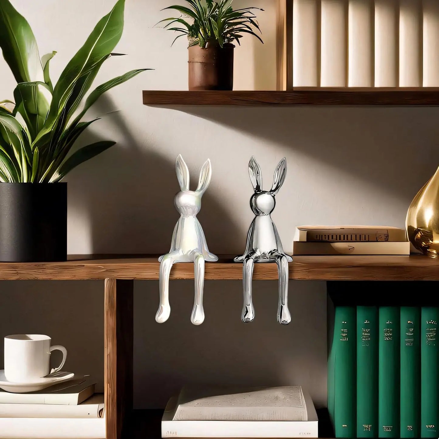 Rabbit decorations sculptures ornaments creativeartfashion ceramic materials electroplating technology bedroom living room foyer