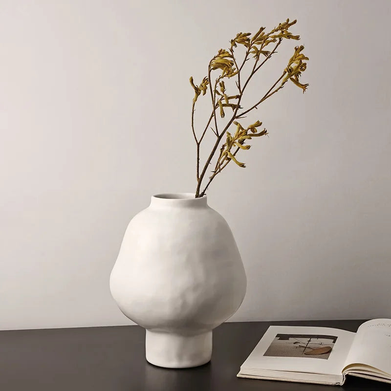 Hammer Pattern Ceramic Vase Creative Porcelain Flower Pots Desk Decoration Flower Arrangement Floral Vases Room Aesthetic Decor