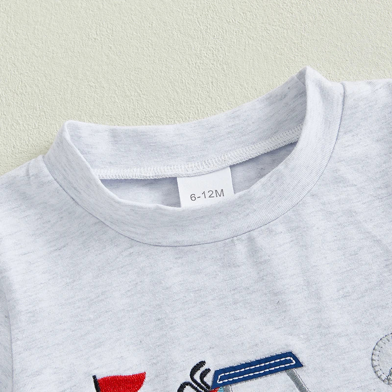 2024-12-13 Lioraitiin Toddler Baby Boy Golf Outfit Short Sleeve T-shirt Top and Shorts Set Golf Birthday 2Pcs Summer Clothes
