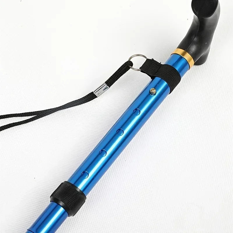 Multifunction Walking Stick Trekking Poles Telescopic Foldable Hiking Cane Crutch for Elderly Outdoor Climbing Travel Support