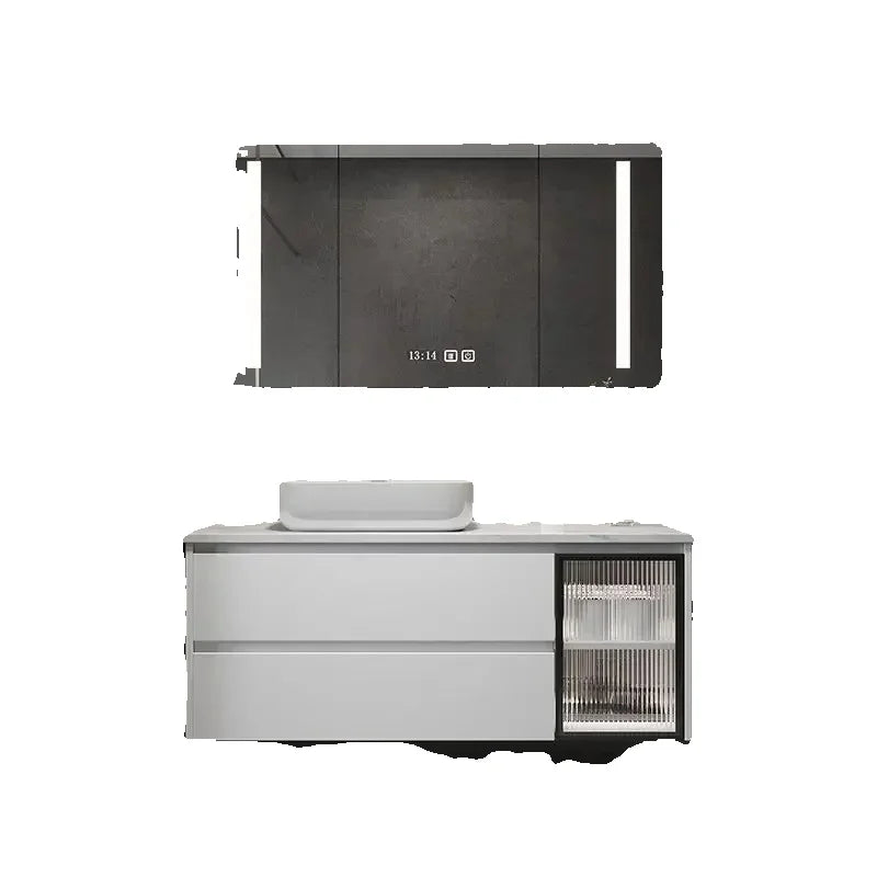 Bathroom Cabinets with Integrated Ceramic Basin Modern Bathroom Vanity Smart Mirror Cabinet Sink Washbasin Bathroom Furniture