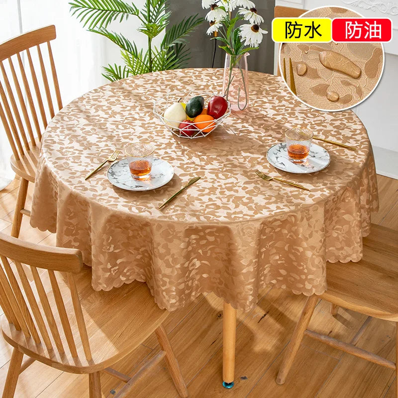 Waterproof  Round Table Cloth Pastoral PVC Plastic Kitchen Tablecloth Oilproof Antifouling Cover Dining Table Cloth Decorate