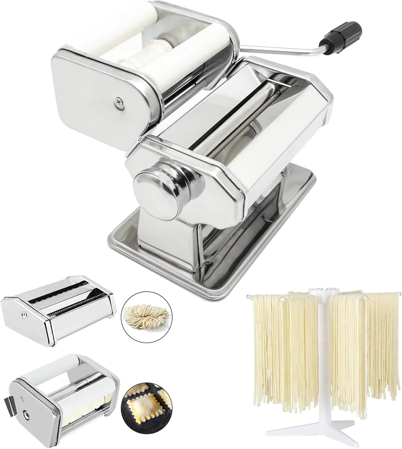 Pasta Maker Set with Ravioli Attachment and Drying Rack