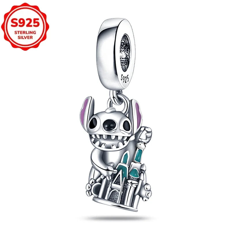 For Original Women 925 Bracelet Bangle Pendant Charm Disney Stitch 925 Sterling Silver Boutique Bead DIY Jewelry Gift New in Hot