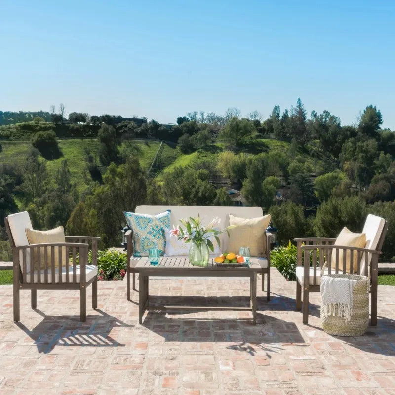 4PC CHAT SET Outdoor Table Garden Furniture Sets Patio Furniture Patio Chairs Patio Furniture Set Solid Wood Outdoor Sofa Chair