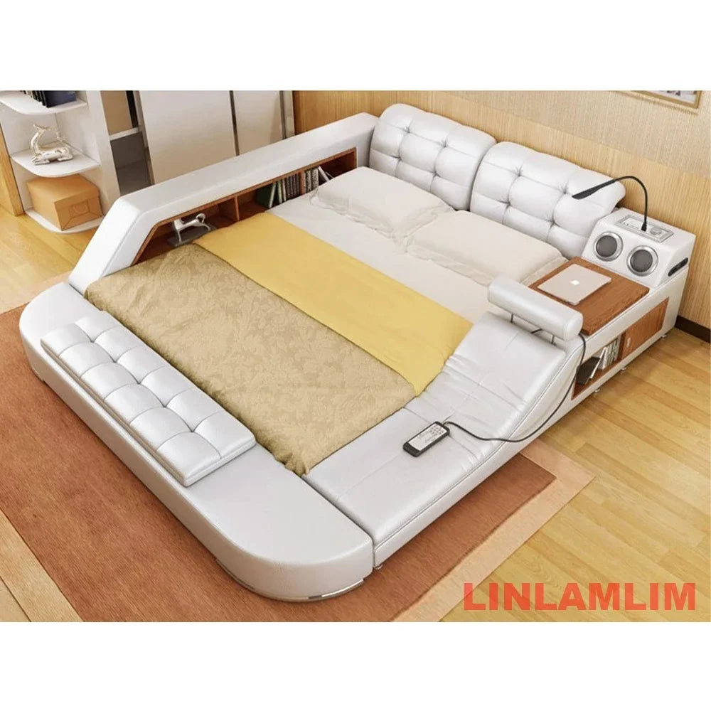 Tech Smart Bed Frame Multifunctional Massage Bed Ultimate Bed,  Fabric / Cloth Tatami Upholstered Bed with Bluetooth Speaker