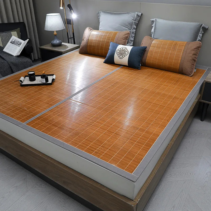 Wormwood mat bamboo mat summer household double bed foldable double-sided ice silk mat summer mat dual-use straw mat