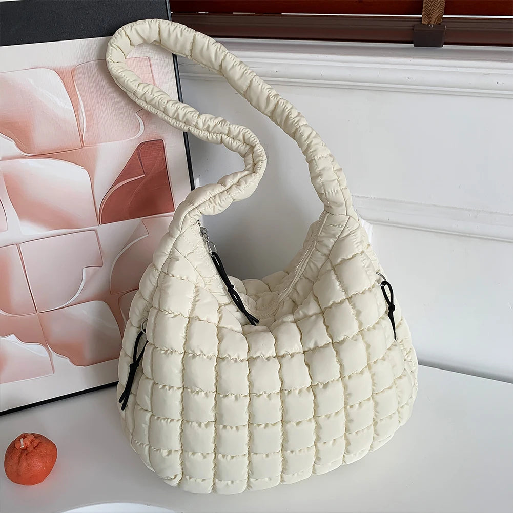 Women Stylish Commuting Bags Large Capacity Quilted Bubbles Crossbody Bag Solid Color Fashion Padded Sling Bag Messenger Bag