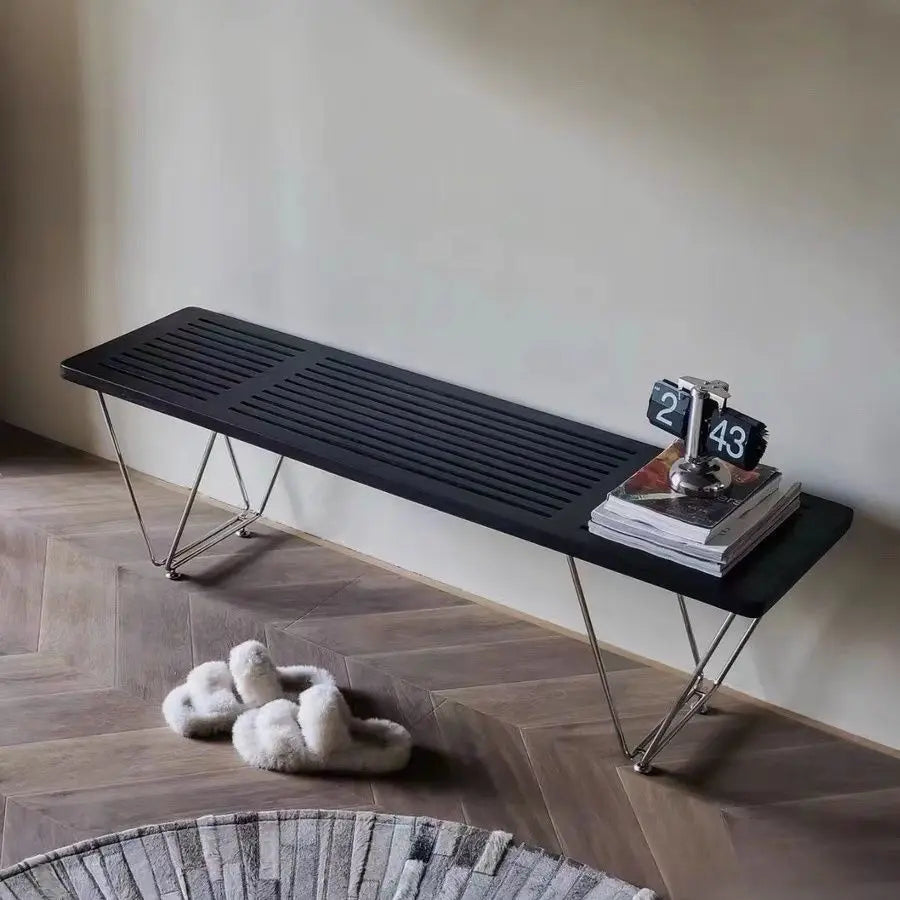 MOMO Scandinavian Solid Wood Bench Vintage Household Dining Table Stool Entryway Shoe Bench Bedroom Cloakroom Bedside Bench