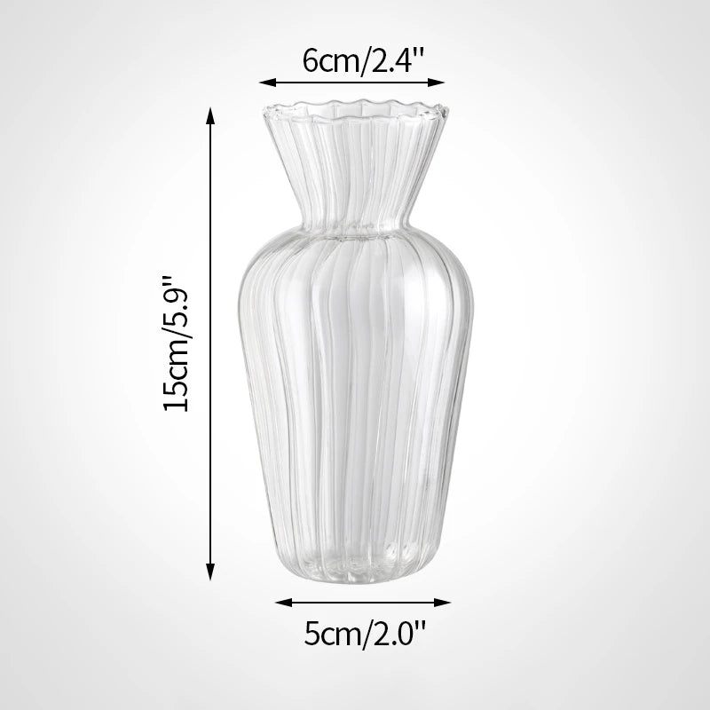 Clear Glass Vase Modern Decorative Small Flowers Vases Minimalist Floral Vases Aesthetic Home Decor Wedding Table Centerpieces
