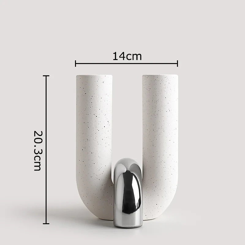 Creative U-shaped Ceramic Vase Flower Pots Desk Decoration Flowers Arrangement Porcelain Floral Vases Room Aesthetic Decor