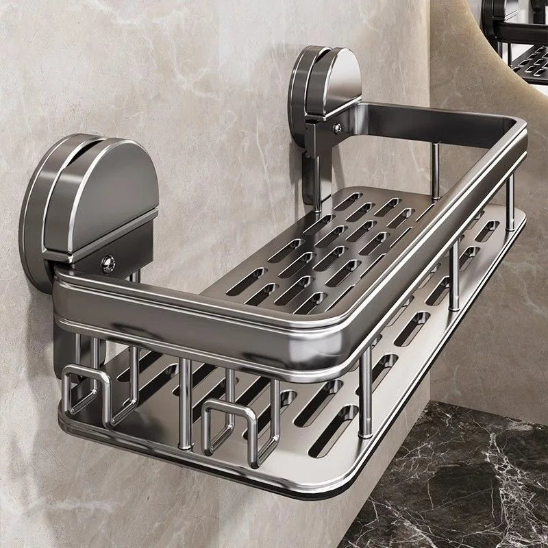 Bathroom Suction Cup Storage Rack Without Drilling Kitchen Toilet Shower Room Shampoo Holder Wall Mount Organizer Bathroom Shelf