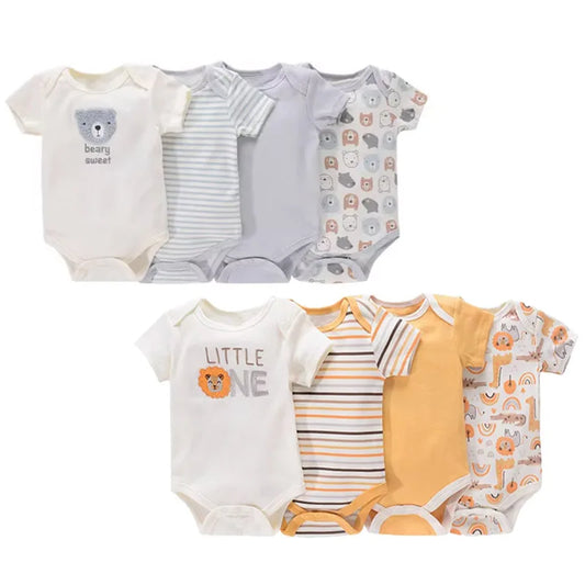 Newborn Baby Clothing 4 pieces Boy Girl baby clothes items Cotton Bodysuit Summer Short Sleeve Romper Infant