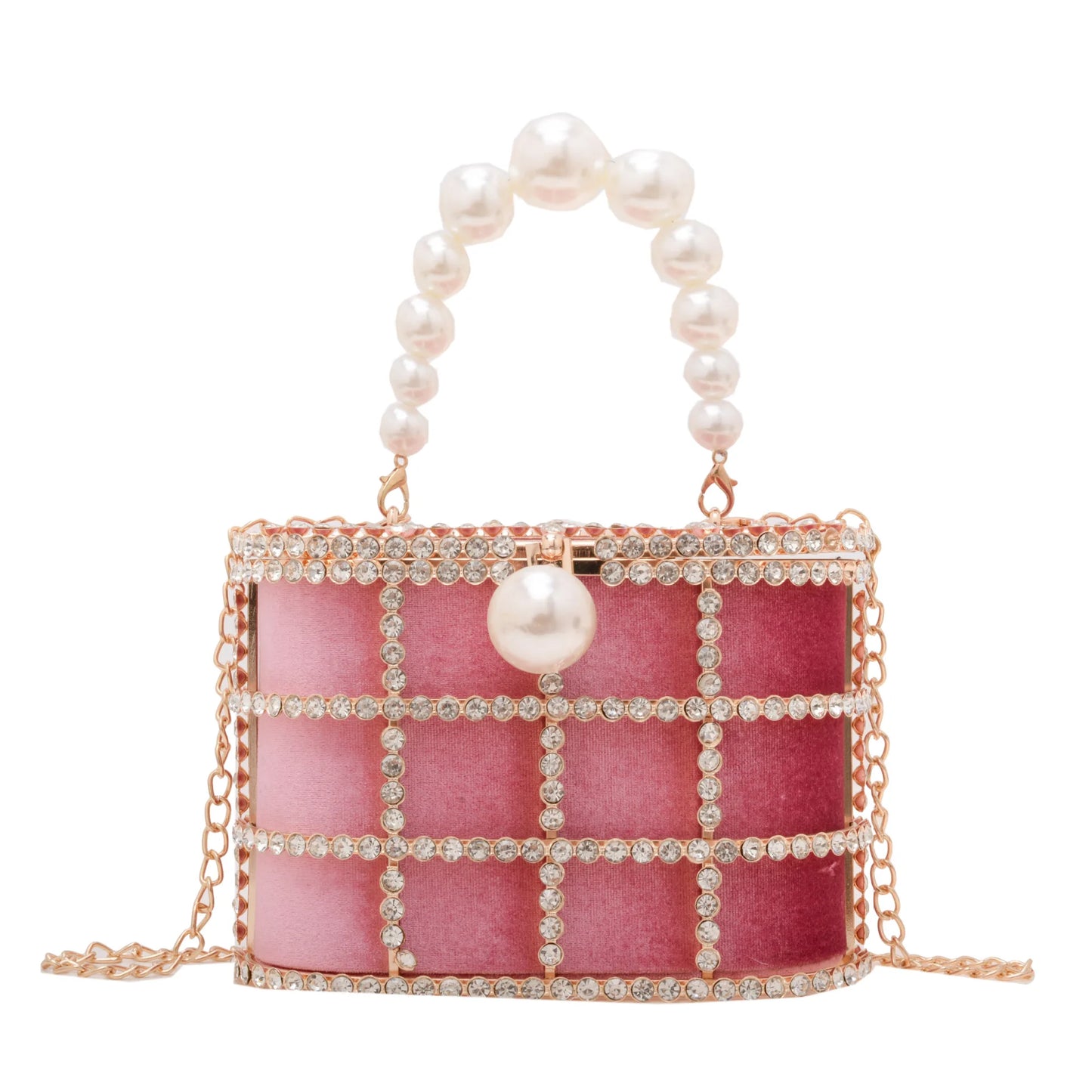 Metallic Evening Bag Pearl Hollow Out Womens Bags Luxury Design Rhinestone Diamond Dinner Bags For Party Wedding Handbags