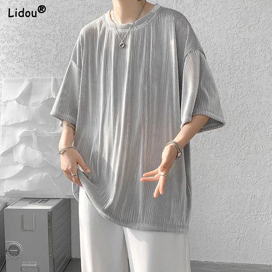 2023 Men's Clothing New Comfortable Simplicity Straight Man Solid Color Handsome Summer Short Sleeve Fashion Casual T-Shirts