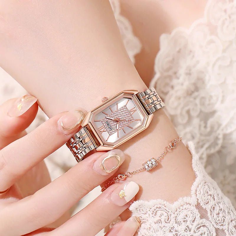 Women Luxury Famous Brand Watches Womens Steel Rectangle Quartz Watch for Women Fashion Dress Watches Relogio Feminino