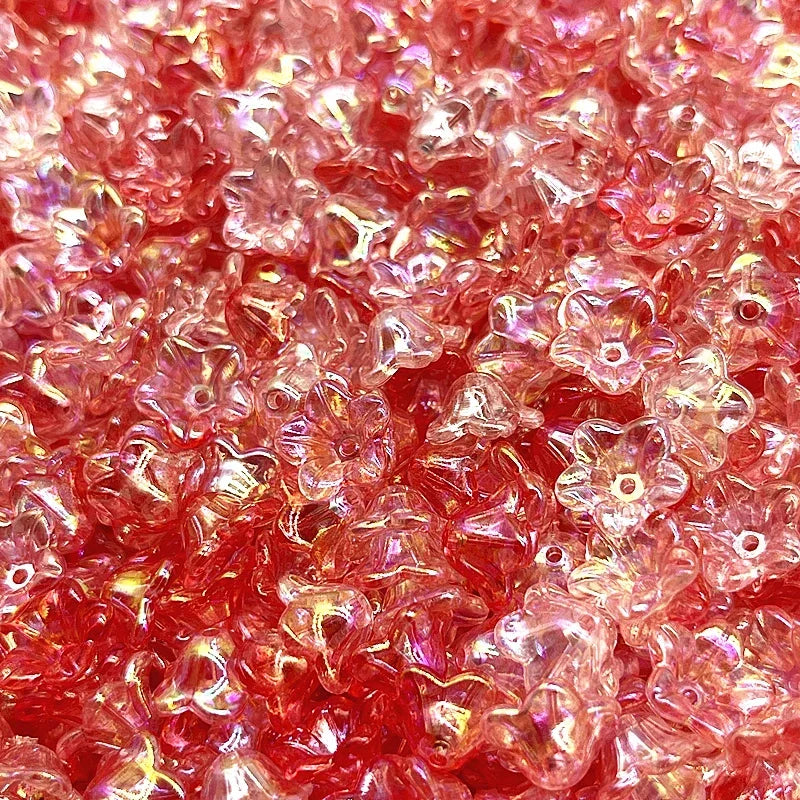 NEW 50pcs 7x13mm Gradual Change Acrylic Bellflower Beads Caps Jewelry Findings Charms Bracelets Spacer Beads for Jewelry Making