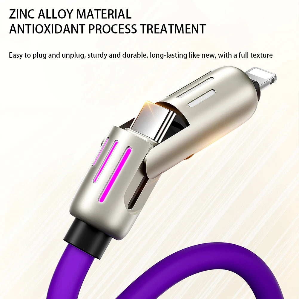 240W Super Fast Charging Cable 4 In 1 Multi Connectors Charger Rotating Elbow USB To Type-C 1.2M Mobile Phone Charger Cable