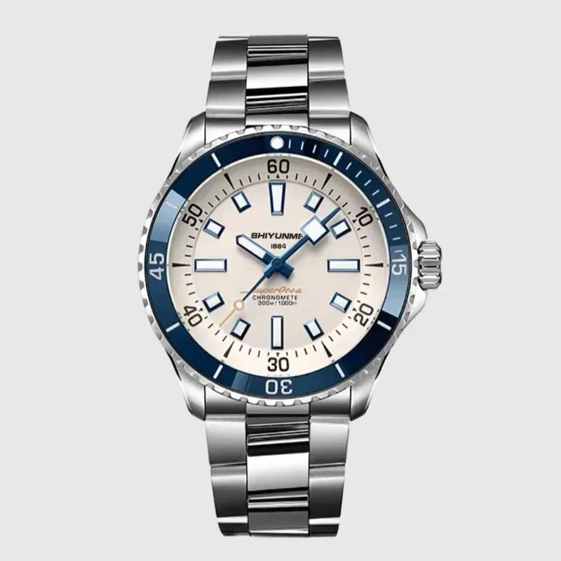 B Automatic Mechanical Men's Watch Waterproof Stainless Steel Sport Screw Fixed Superocean