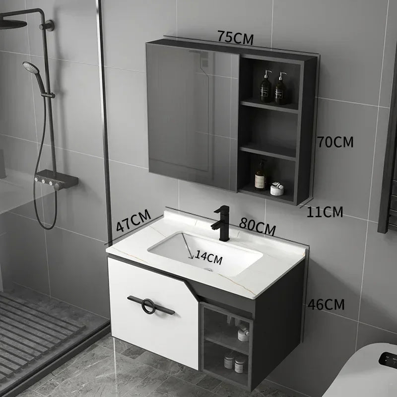 Bathroom Dressing Table and Sink Combination, Rock Plate Integrated Washbasin, Smart Mirror Cabinet, Toilet Furniture