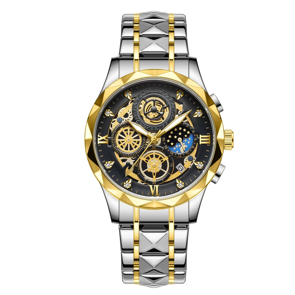 Fashion Man Wristwatch Waterproof Luminous Chronograph Watch for Men Stainless Steel Men's Quartz Watches reloj hombre 2024 New