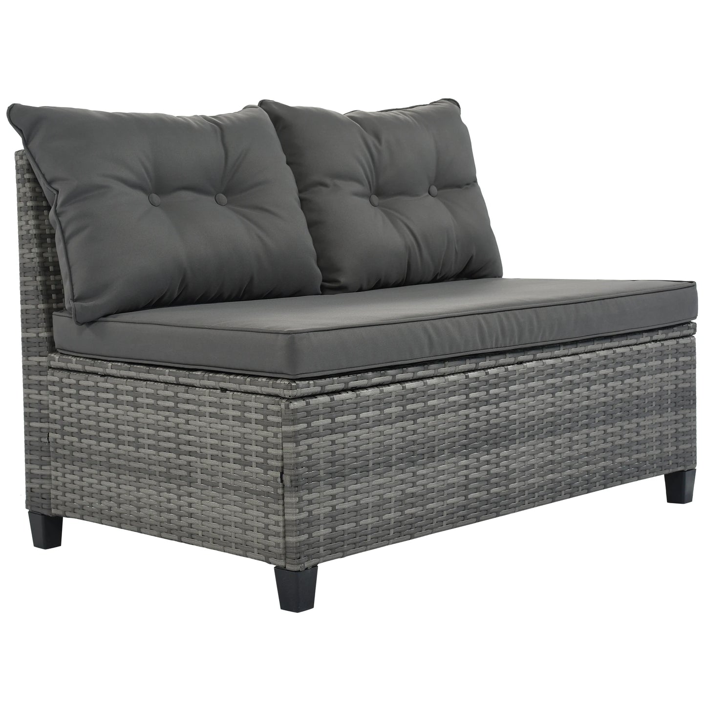 8-pieces Outdoor Wicker Round Sofa Set, Half-Moon Sectional Sets All Weather, Curved Sofa Set With Rectangular Coffee Table, PE