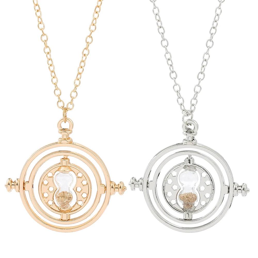 New Harried Time Necklace Timer Hourglass 360 Rotatable Potters Cosplay Props Astronomical Time Converter Magic School Fans Gift