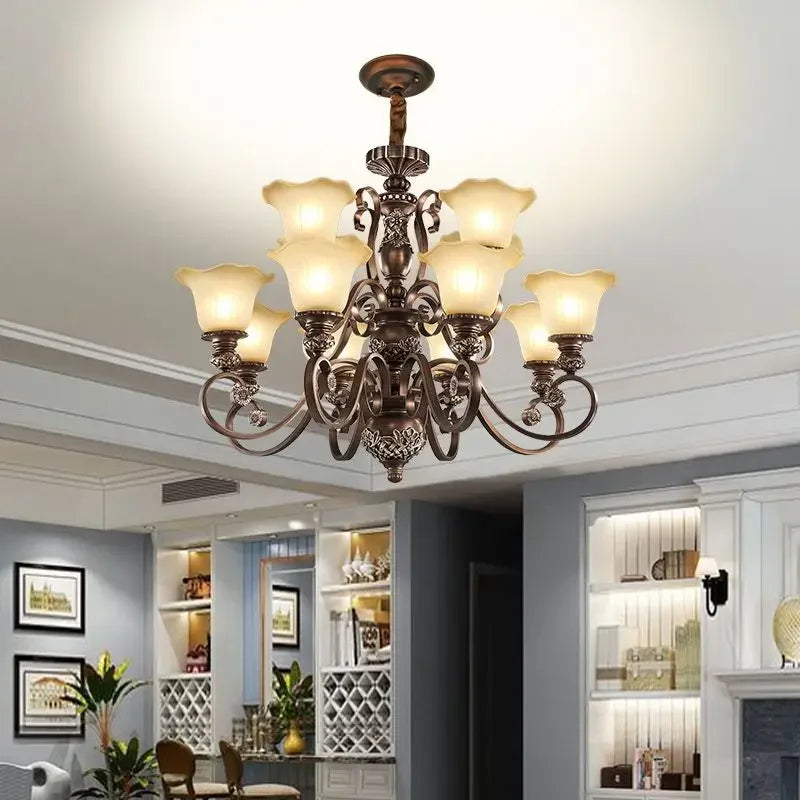 Home Decor Retro Luxury Chandeliers Classical LED Hanging Lamp for Villa Living Dining Room Indoor Lighting Suspension Luminaire