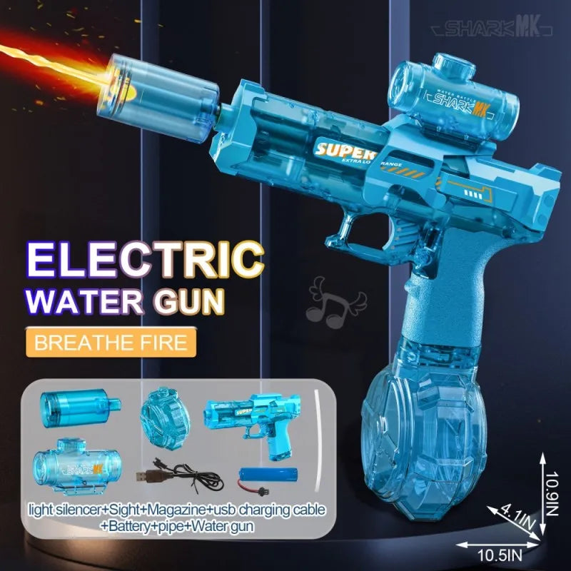 Electric water gun with nozzle flame muzzle automatic spray gun remote summer outdoor swimming pool water toy gift