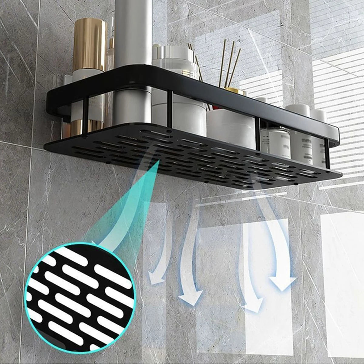 Bathroom Storage Rack, Bathroom Shelves, No-Drill Wall Mount Corner Shelf, Shower Storage Rack Holder