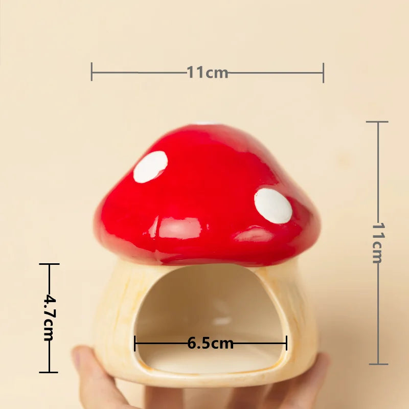 2023 Cute Ceramic Mushroom House Pet Items Hamster Cage Small Pet Bowl For Rabbit Ferret Rat Chinchilla Hedgehog Pet Products