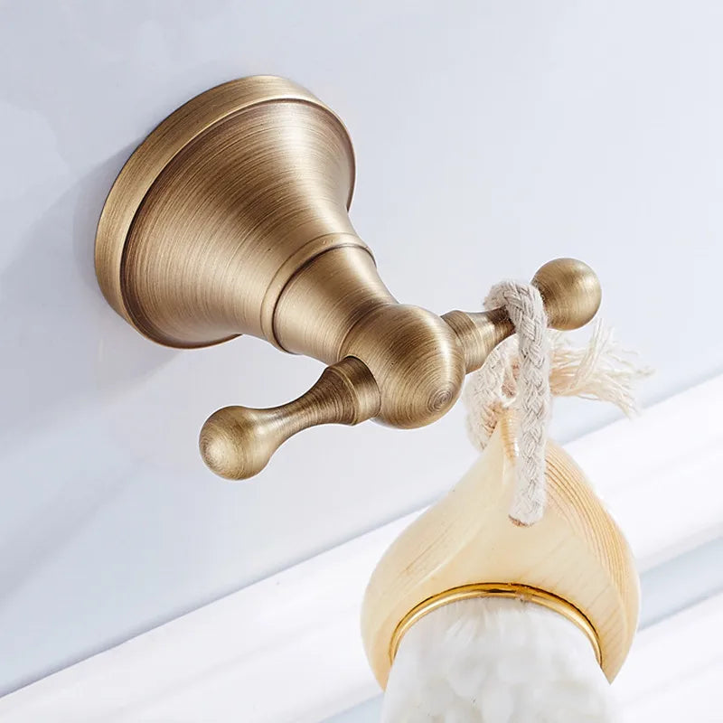 Bathroom Accessories Antique Brass Wall Mounted Toilet Paper Holder Towel Ring Robe Coat Hook Bathroom Hardware wall-mounted