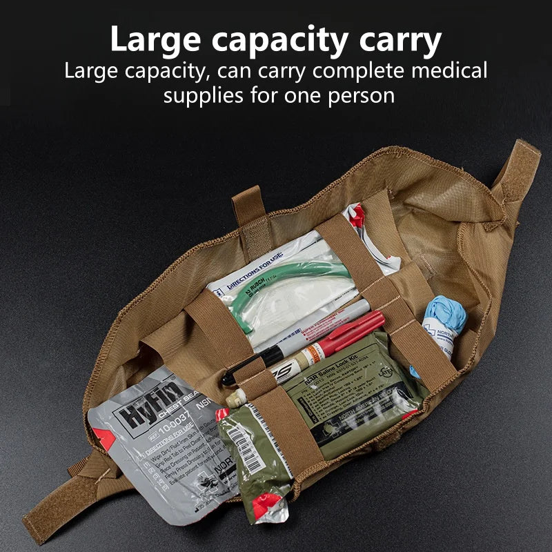 Hunting vest expansion lower abdominal emergency supplies storage bag, large capacity portable quick release FC emergency kit