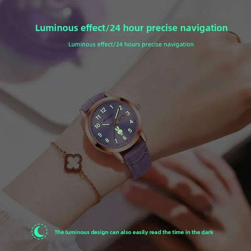 Girls' Rabbit Luminous Watch – Waterproof Cute Wristwatch for Teens, Women’s Casual Quartz Watch