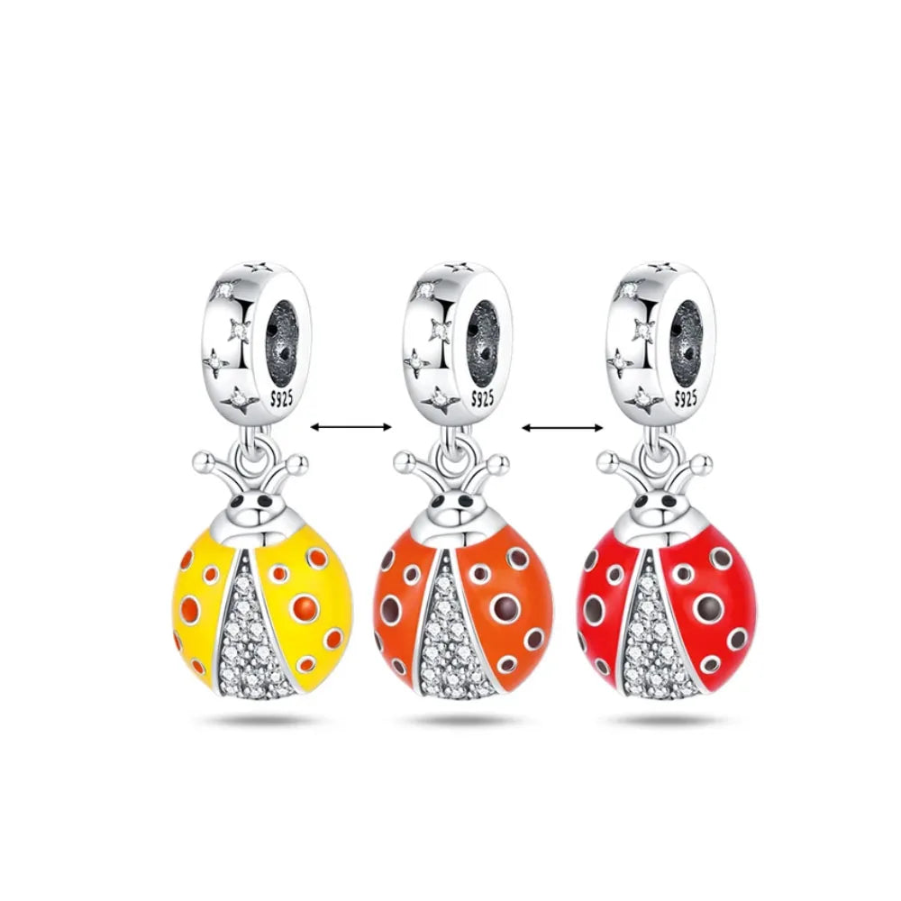 New 925 Silver Horseshoe Clover Star Cat Charm True eyes Pendant Safety Chain Bead Fit Original Bracelet Jewellery Gift dragon