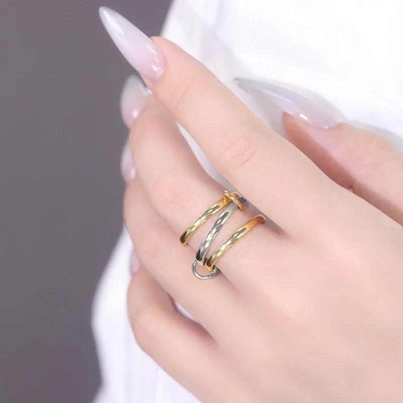 Multiple Layers Strand Loop Indext Finger Rings for Women Lead&nickle Free Stainless Steel Gold Plated Ring 2025 Charm Jewelry