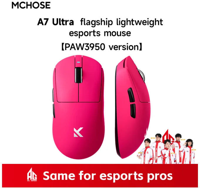 Mchose A7 Ultra A7 Pro E-Sport Gaming Mouse Paw3395 Valorant Mousetri Mode Wireless Bluetooth Lightweight Computer Office Mouse