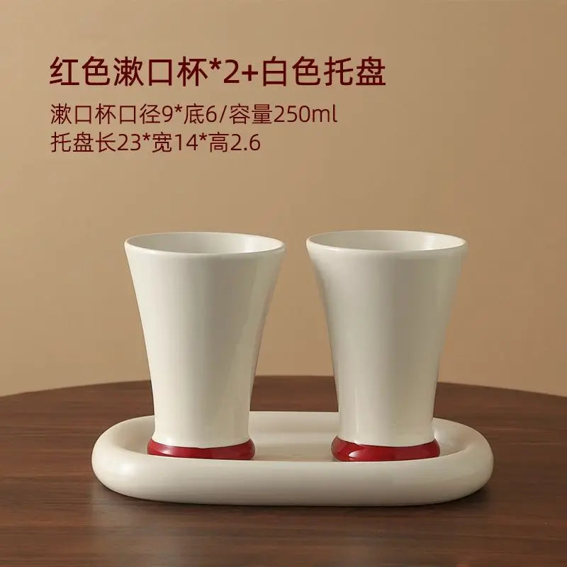 Bathroom Ceramic Lotion Bottle Hand Sanitizer Separate Bottle Mouthwash Cup Tray Sanitary Ware Bathroom Hotel Home Wash Set