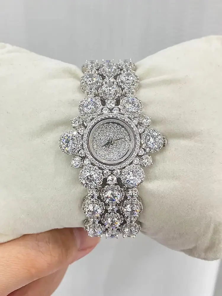 021339 Luxury Women's Watches Length 19CM Cubic Zircon Elements Crystal Bracelet Watch for Wedding Party Fashion Jewelry Watches