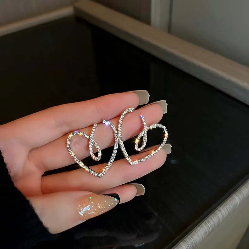 2025 Fashion Silver Color Cross Star Zircon Stud Earrings for Women Girl Korean Four-Pointed Star Personality Earrings Jewellery