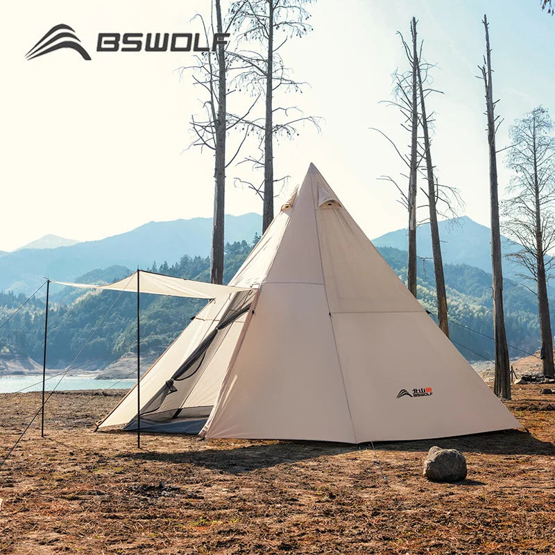 BSWolf Large Pyramid Tent Ultralight  Camping tent Large Outdoor Teepee Indian Pyramid Tent 5-8 Person