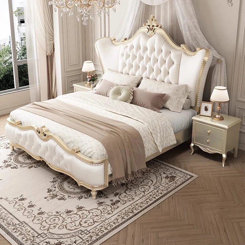 White Cream Bed Cloud Fashion Interior European Safe Sleeping Sun Floor Double Bed Ergonomic Camas De Casal Postmodern Furniture