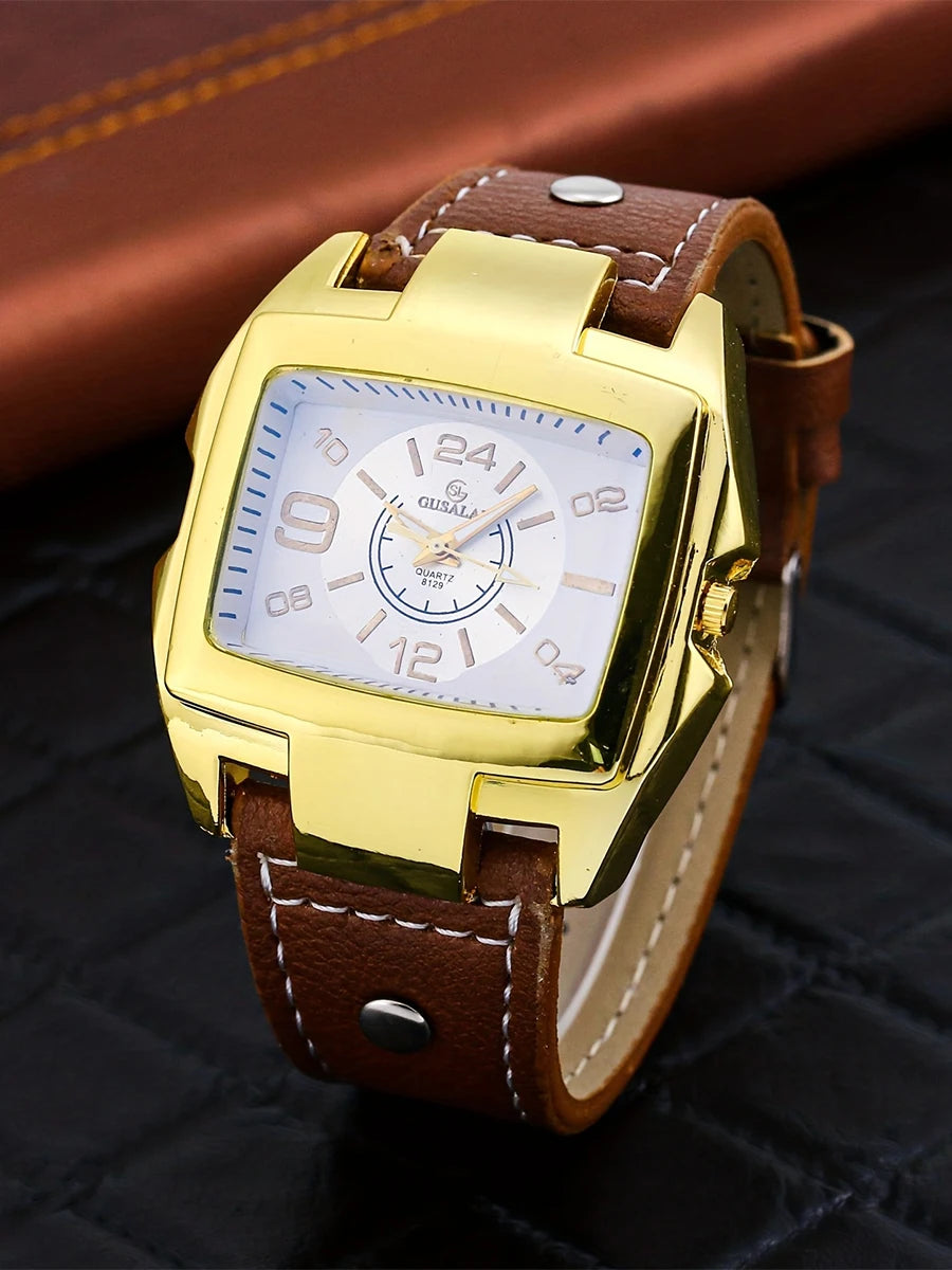 1PC fashionable and minimalist watch for men and women, square fashionable large dial, trendy men and women couple