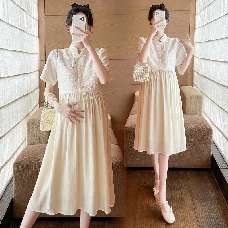 Pregnant Women's Clothing 2025 Summer Fashion New Style Loose and Slimming Dress