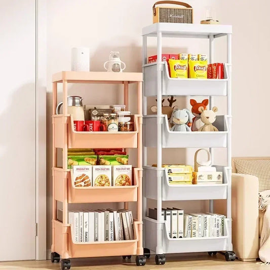 Trolley Bookshelf Kitchen Storage Rack Kitchen Corner Narrow Slit Storage Cabinet Bathroom Living Room Home Organizer