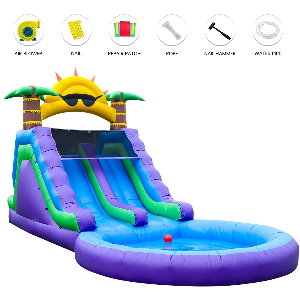 26FT Commercia Large PVC Inflatable Double Water Slides Water Park for Outdoor Children's playground, children's toys