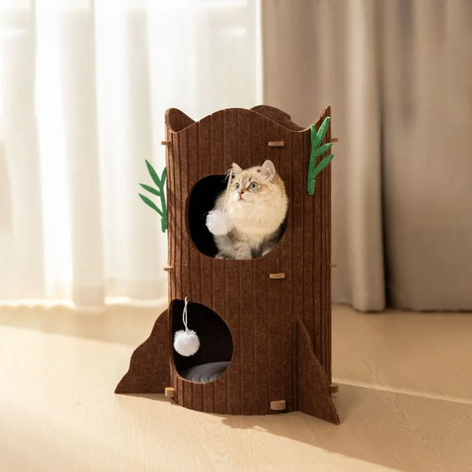 Multi-layer Tree Stump Cat Climbing Frame Small Sisal Bucket Felt Cat Nest Scratch-resistant Sisal Cat Tree Pet Toys
