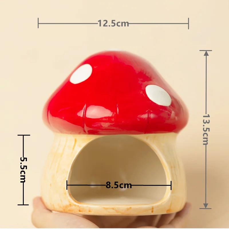 2023 Cute Ceramic Mushroom House Pet Items Hamster Cage Small Pet Bowl For Rabbit Ferret Rat Chinchilla Hedgehog Pet Products